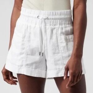 Athleta Women's 100% LINEN White Cabo Linen Textured 4" Shorts Size 6